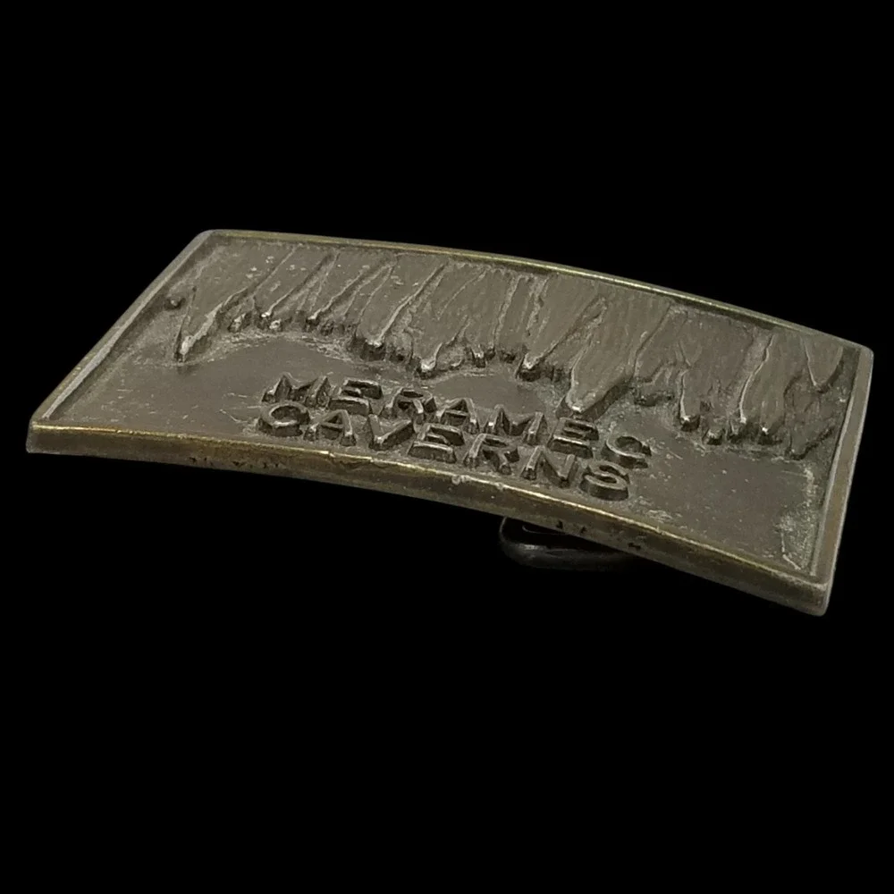 Vintage Meramec Caverns Souvenir‎ Belt Buckle Gold Tone Speleothem